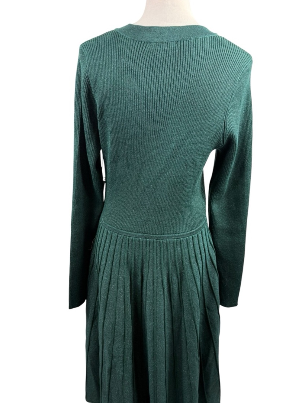 NWT Draper James Deep Green Ribbed Fit-and-Flare Long Sleeve Dress Size XL - Picture 5 of 11